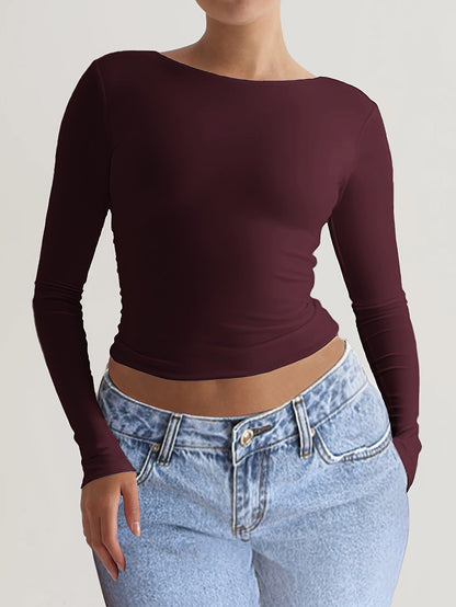 Casual Slim-Fit Knit Long Sleeve Top