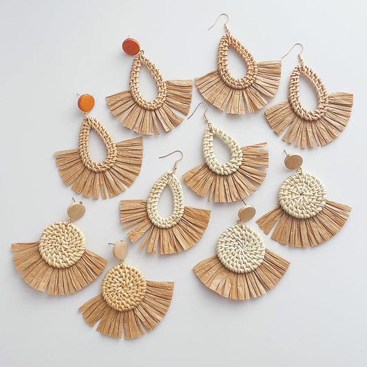 Elegant Simple Elegant Rattan Hoop Earrings