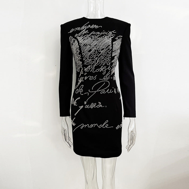Chic Letter Embellished Bodycon Dress
