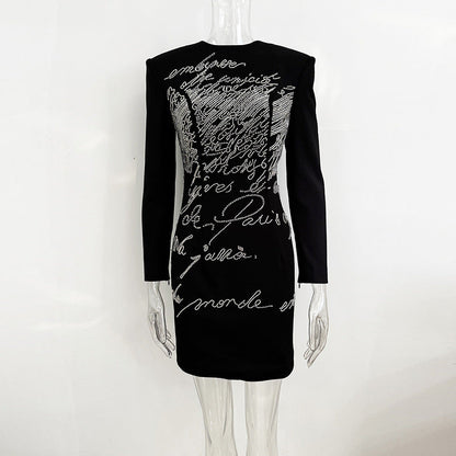 Chic Letter Embellished Bodycon Dress