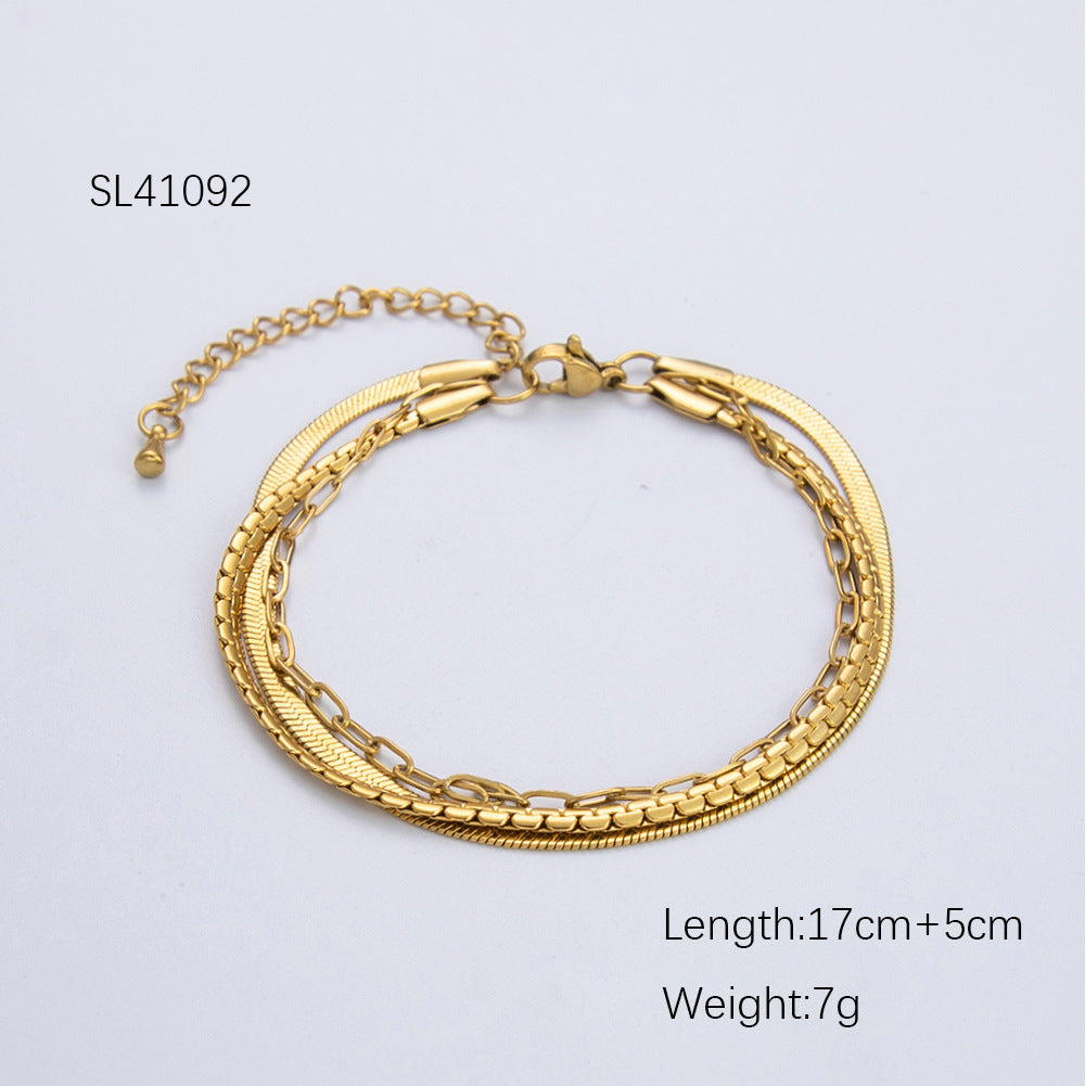 Wavy Titanium Steel Bracelet Luxurious 18K Gold Plated Women's Jewelry