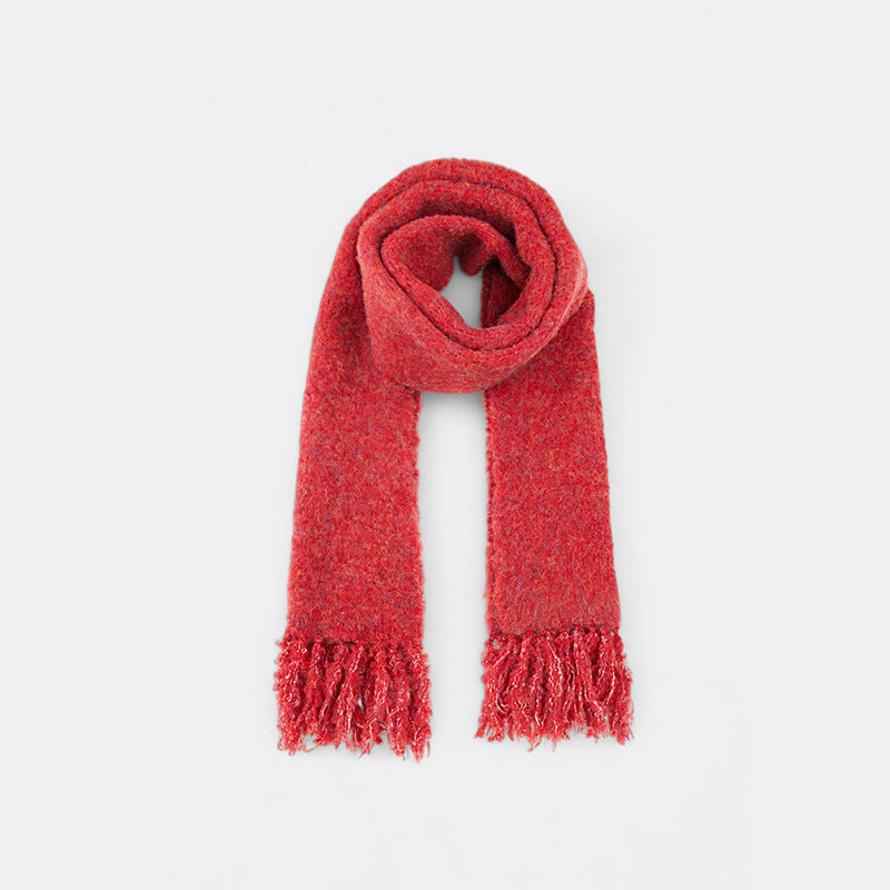 Solid Color Knitted Scarf for Women