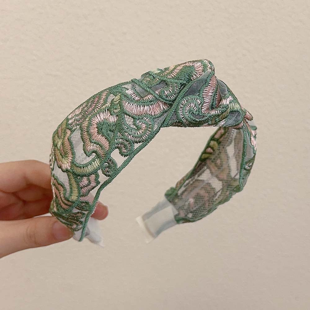 Embroidered Flowers Simple Wide Headbands