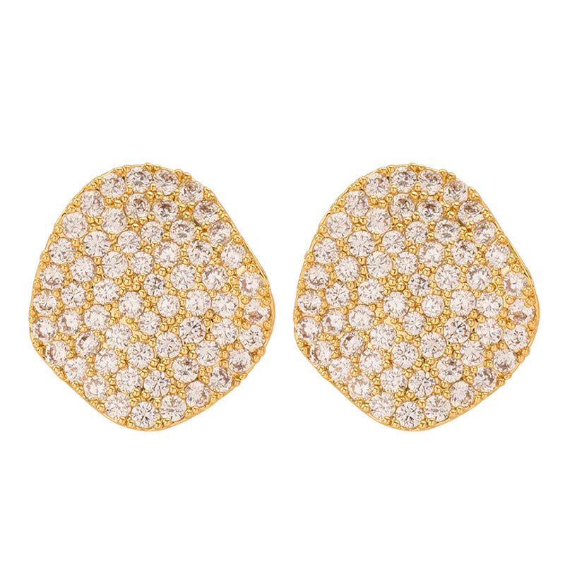 Geometric Zirconia Stud Earrings Elegant Silver Needle Casual Style