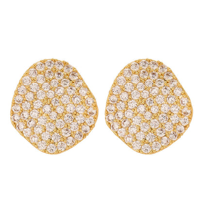 Geometric Zirconia Stud Earrings Elegant Silver Needle Casual Style