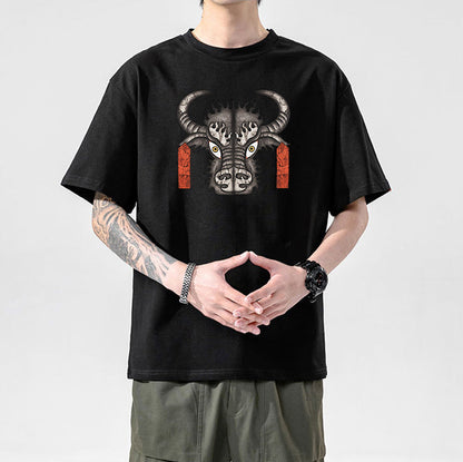 Tibetan Culture T-Shirt, Tibetan Totem, Eight Auspicious Characters, Six True Words, Short Sleeved Tibetan Clothing, Yak Clothing