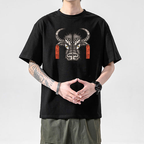 Tibetan Culture T-Shirt, Tibetan Totem, Eight Auspicious Characters, Six True Words, Short Sleeved Tibetan Clothing, Yak Clothing