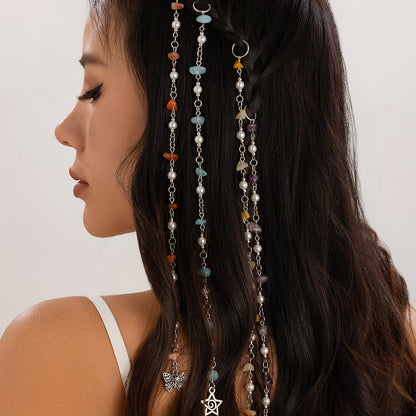Long Bohemian Natural Stone Hair Accessories With Star Butterfly Design