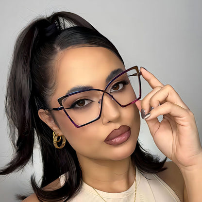 Trendy Large Frame Metal Blue Light Blocking Glasses