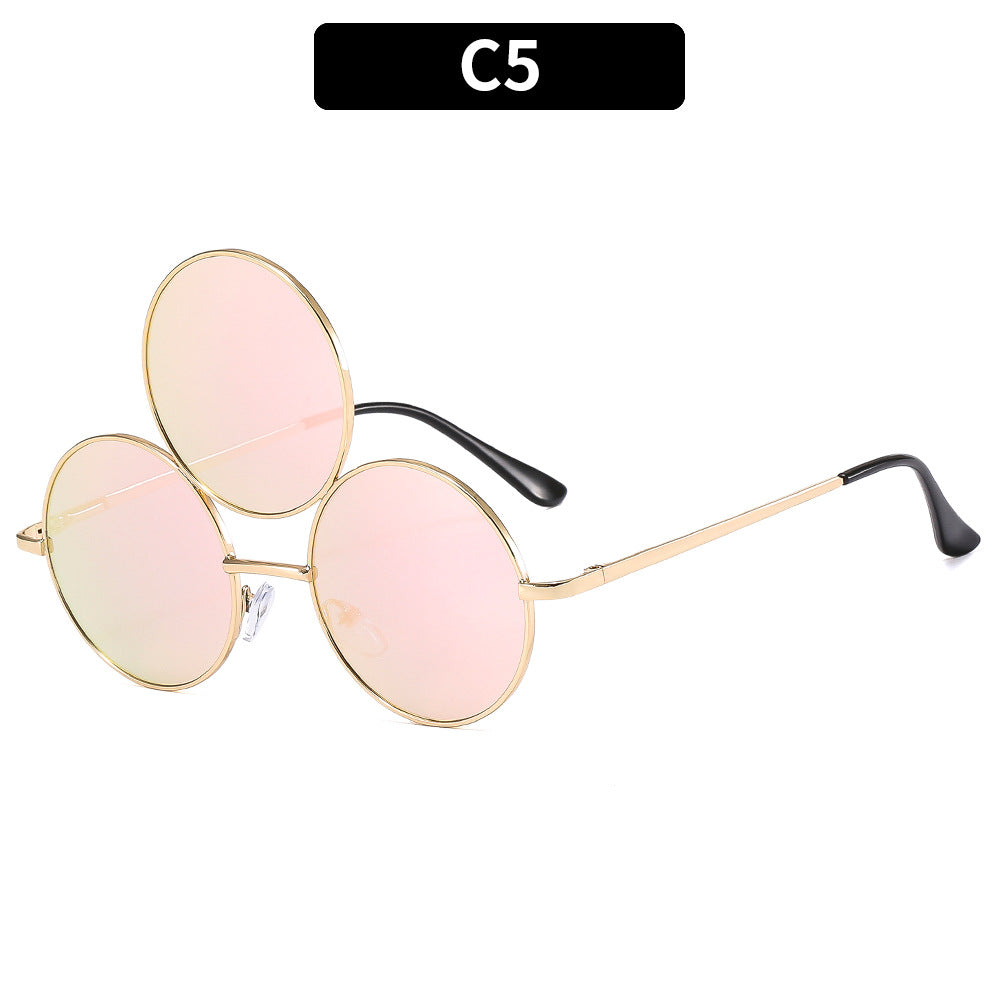 Trendy Round Sunglasses with Unique Double Ring Design