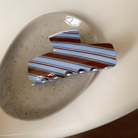 Vintage Color Block Striped Hair Claw