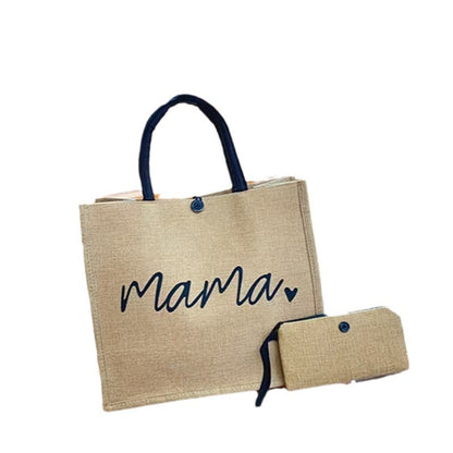 Stylish Linen Tote Bag with Floral Print Eco-Friendly Shopping Bag