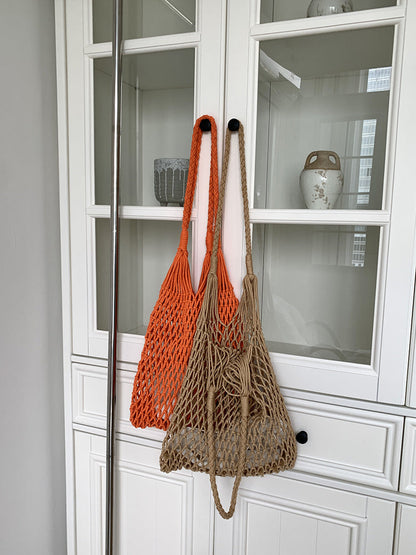 Large Capacity Handwoven Beach Bag Casual Cotton Tote