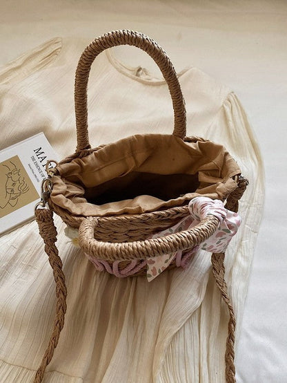 Trendy Beach Tote Bag With Letter Decoration And Scarf