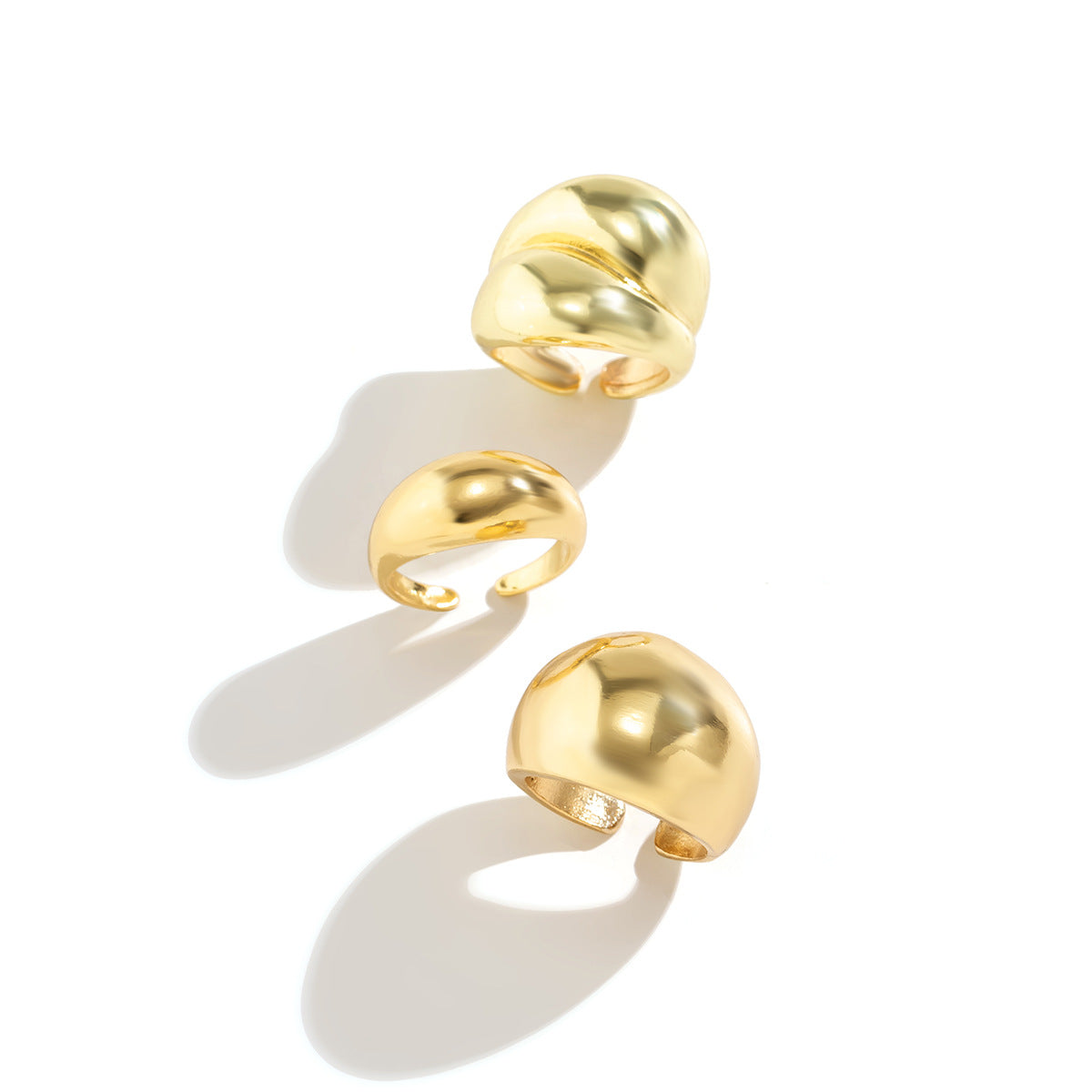 Trendy Geometric Metal Rings Set For Women