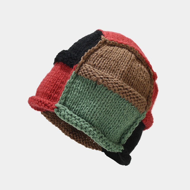 Winter Thermal Color Contrast Handmade Beanie Hat
