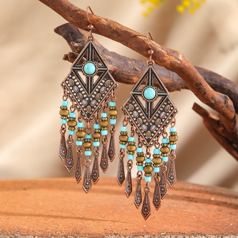 Trendy Geometric Tassel Earrings Fashionable Accessories