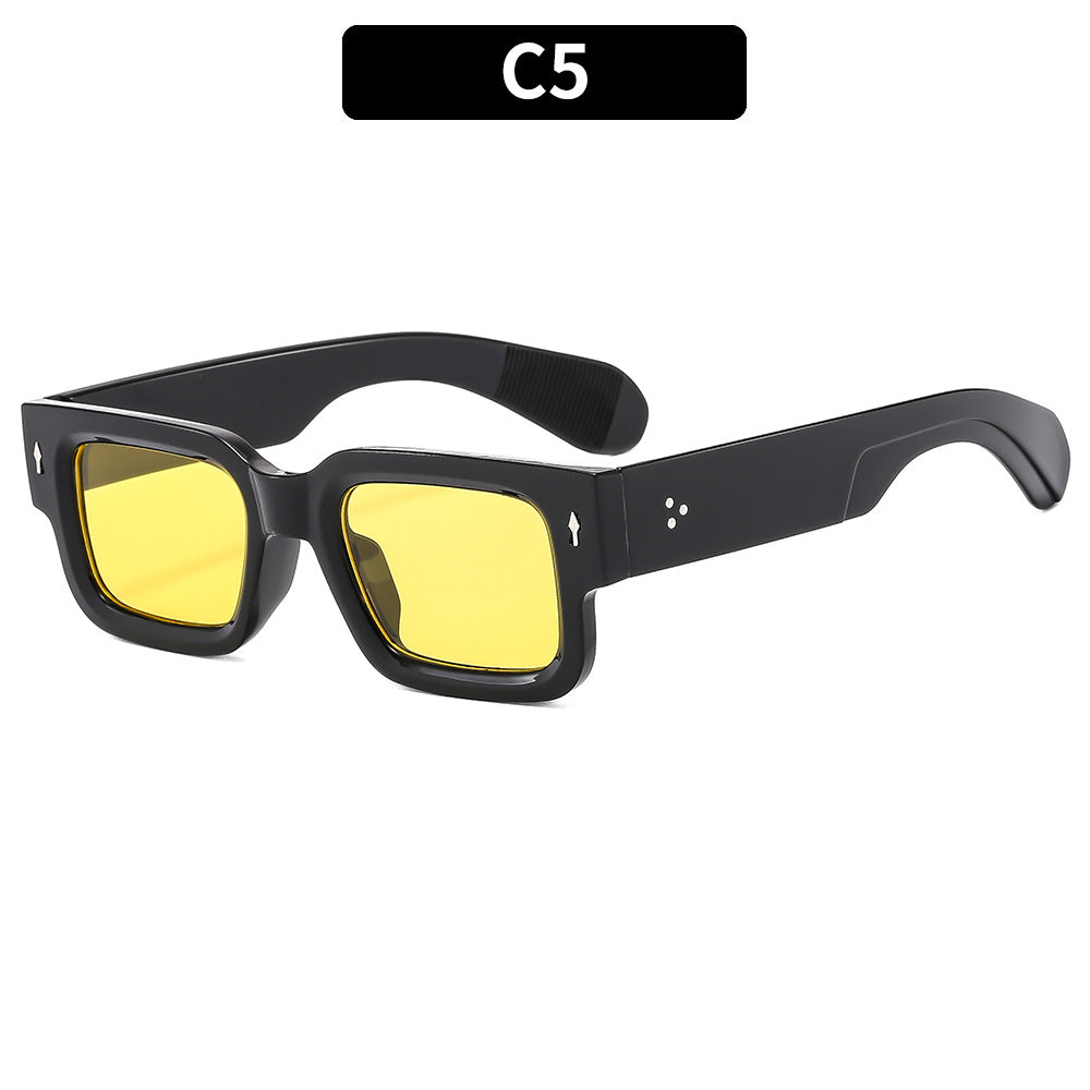 Trendy Square Sunglasses for Men with Arrow Design, UV400 Protection, Versatile Style