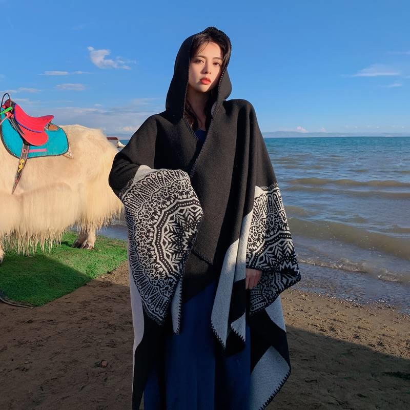New Autumn And Winter Ethnic Scarf For Women Tibet Cloak Thickened Desert Cloak