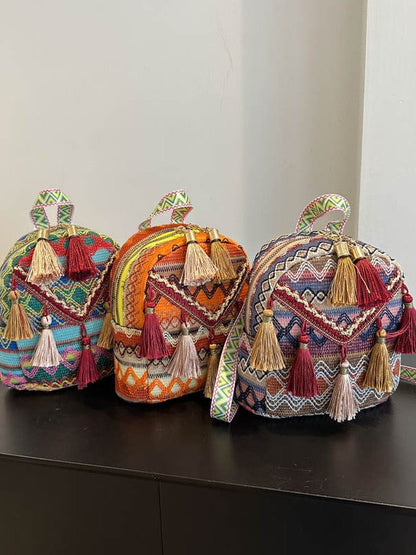 Bohemian Fringe Backpack Lightweight Casual Travel Bag