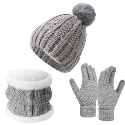 Warm Winter Knit Hat Scarf Gloves Set for Outdoor Activities