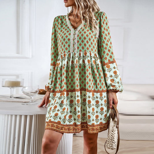 Women'S Fall Vacation And Leisure Bohemian Long Dress