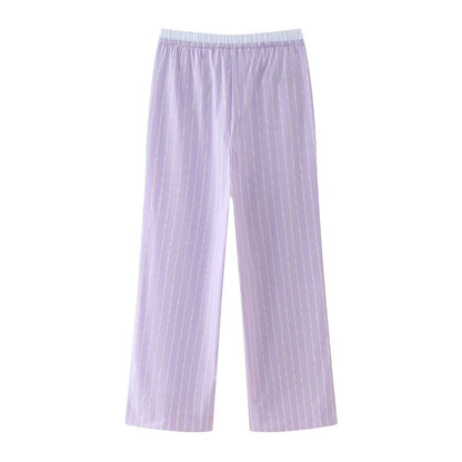 Casual Striped Sleeveless Top and Long Pants Sets