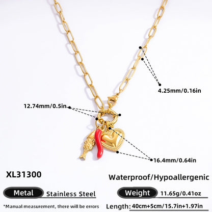 DIY Stainless Steel Heart Pendant Necklace with 18k Gold Plating