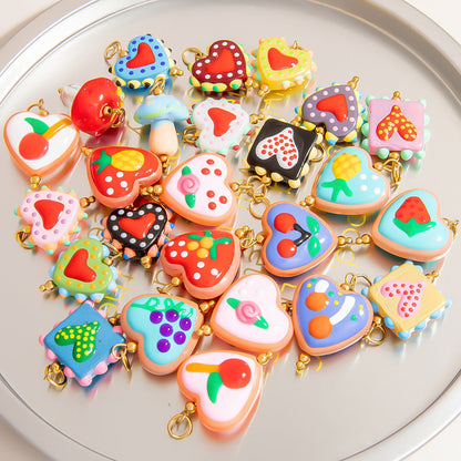 Hand-Painted DIY Jewelry Accessories Summer Dopamine Glass Heart Pendant