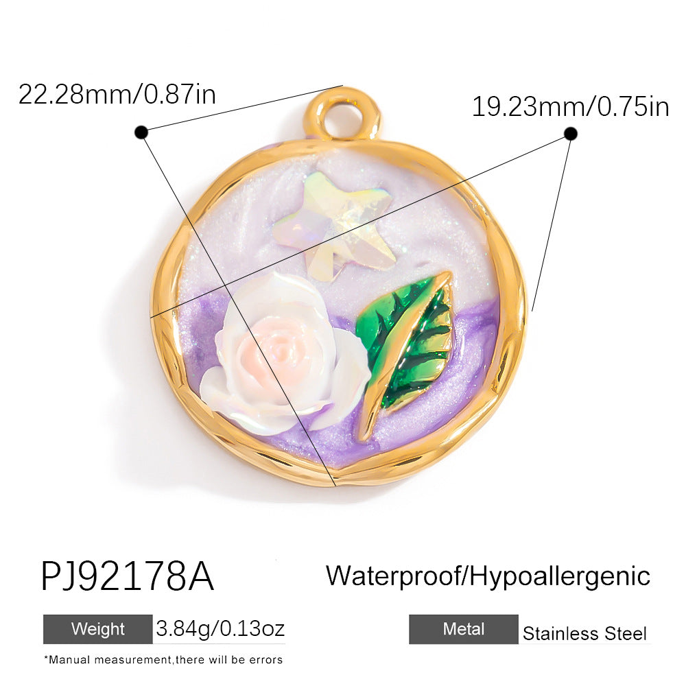 Stainless Steel Ocean-Themed DIY Flower Pendant Jewelry