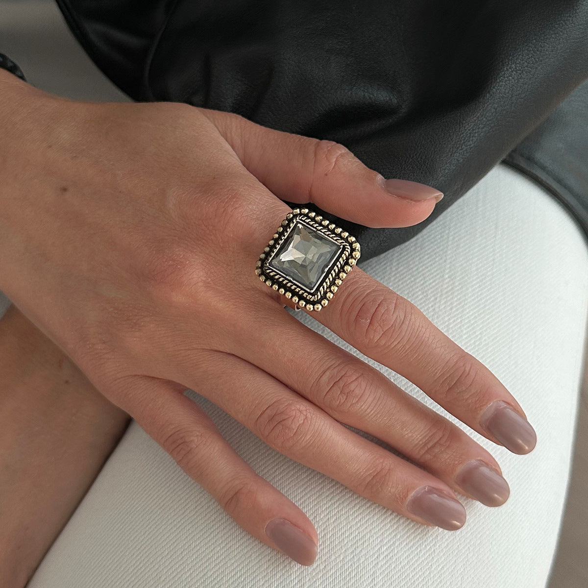 Vintage Geometric Acrylic Ring Fashion Jewelry For Women