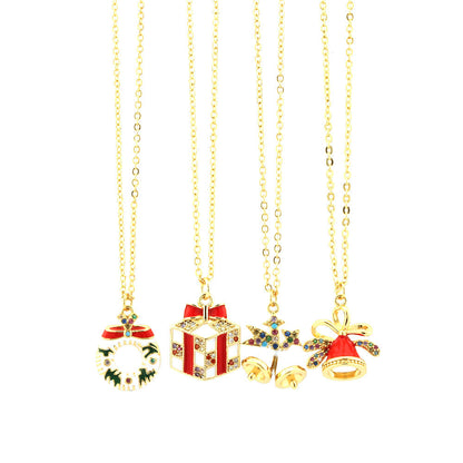 Simple Christmas Pendant Enamel Necklace