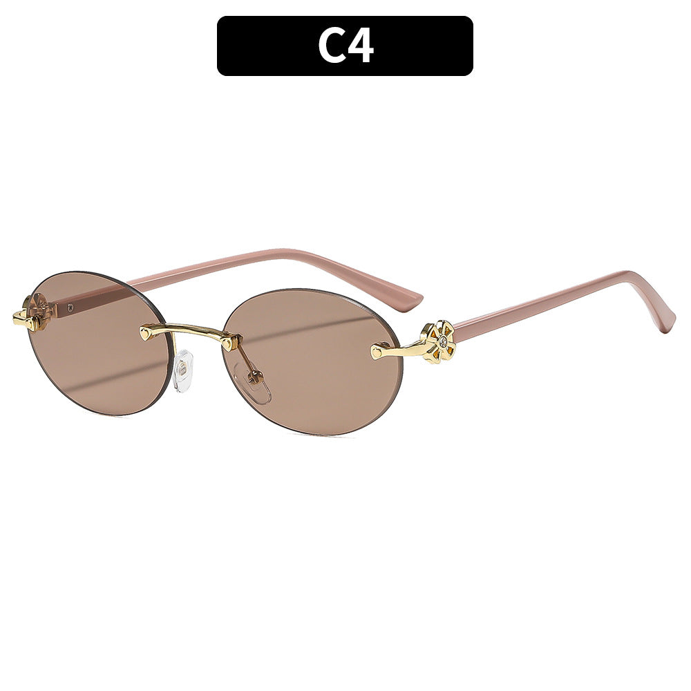 Oval Frame UV400 Sunglasses Fashionable Women's Outdoor Shades