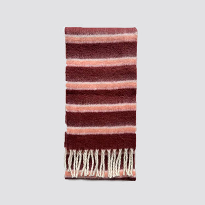 Color Block Striped Scarf with Fringes Stylish Warm Scarf