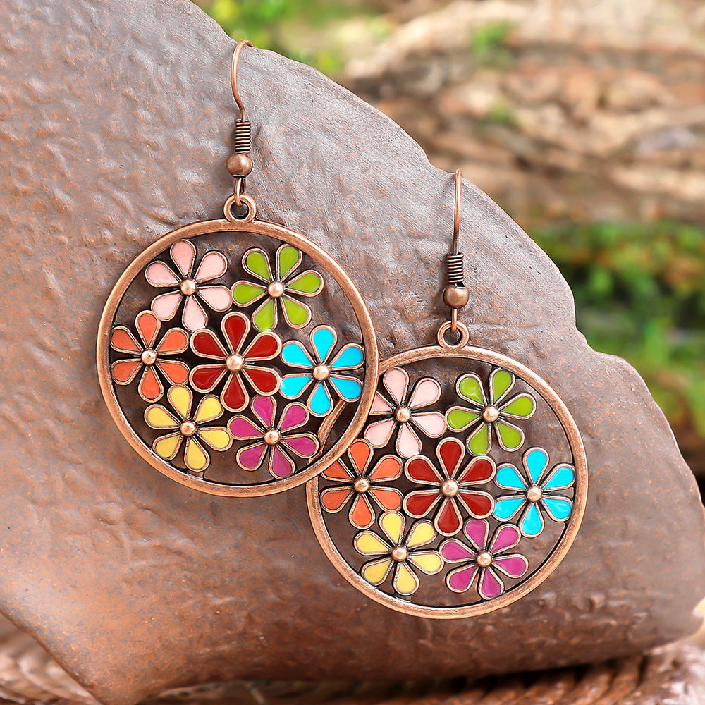 Bohemian Style Hollow Circle Drop Earrings for Women