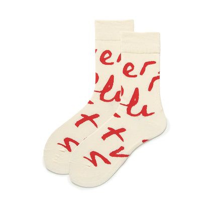 Winter Cute Print Christmas Cotton Crew Socks