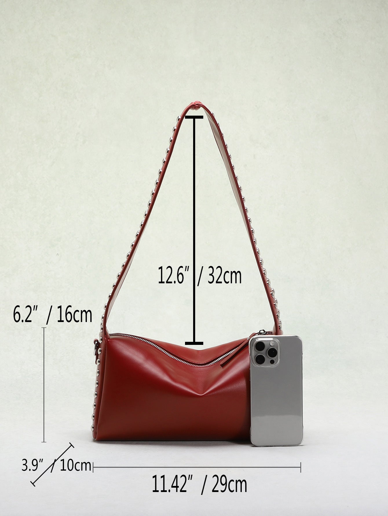Punk-Inspired Two-Sided Studded PU Shoulder Bag