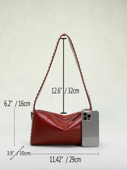 Punk-Inspired Two-Sided Studded PU Shoulder Bag