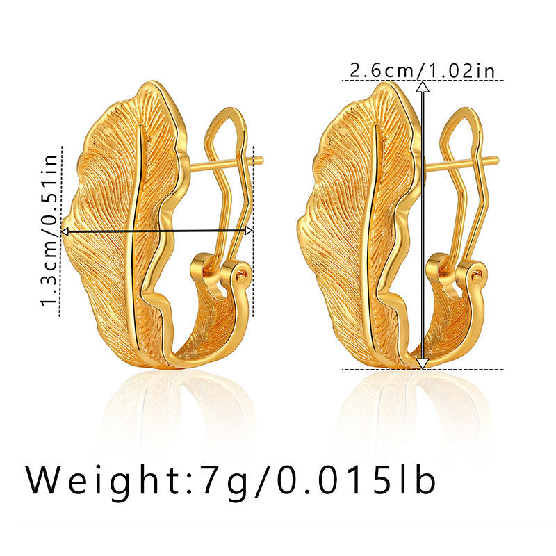 Vintage Simple Gold Leaf Stud Earrings