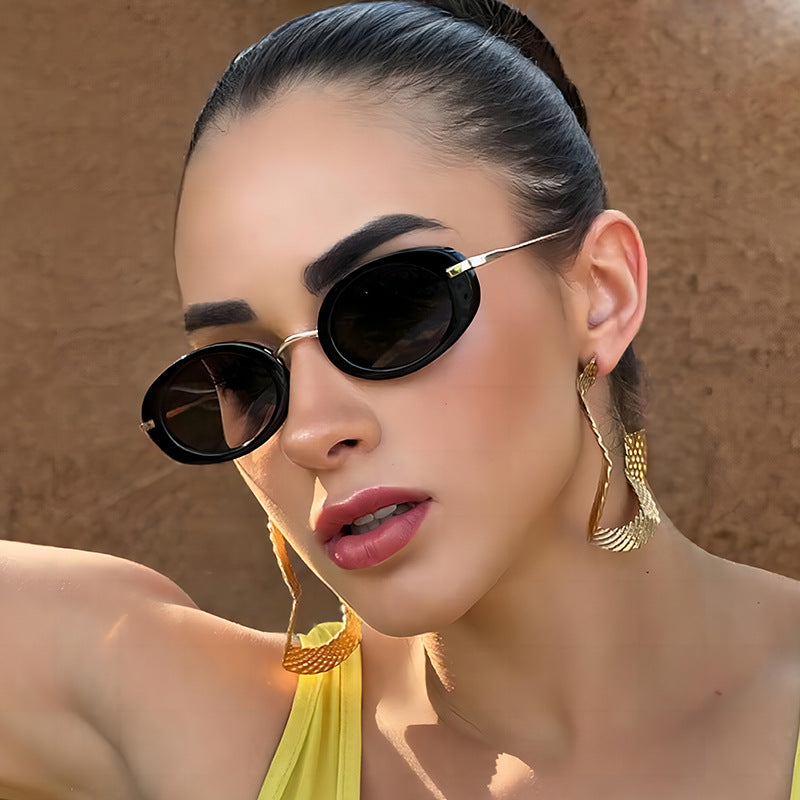 Retro Oval UV400 Women's Sunglasses Trendy Outdoor Eyewear