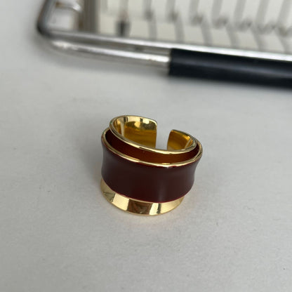 Elegant Enamel Double-Layer Open Ring