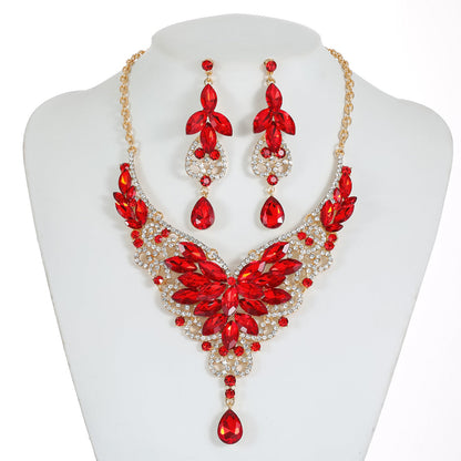 Vintage-Inspired Statement Crystal Gem Necklace Set for Women
