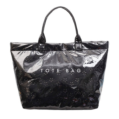 Women's Floral Cutout PVC Tote Bag Stylish Commuter Bag