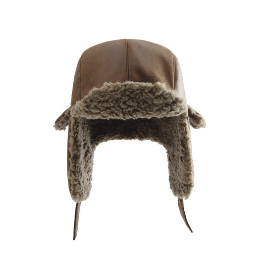 Vintage Distressed Suede Warm Winter Trapper Hat