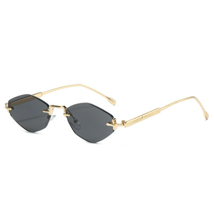 Metallic Frameless Polygon Sunglasses Stylish Unisex Sunglasses