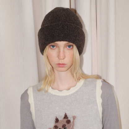 Solid Color Wool Blend Knit Beanie for Women