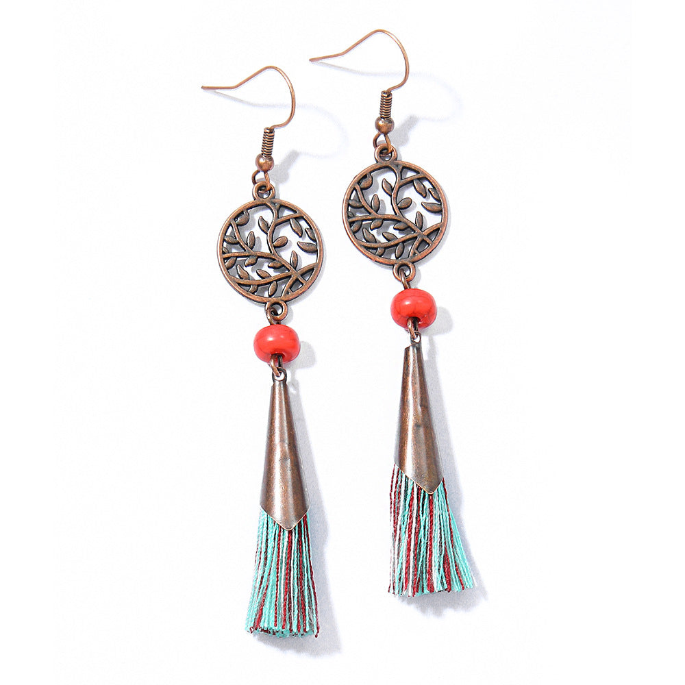 Bohemian Style Gemstone Tassel Earrings for Women