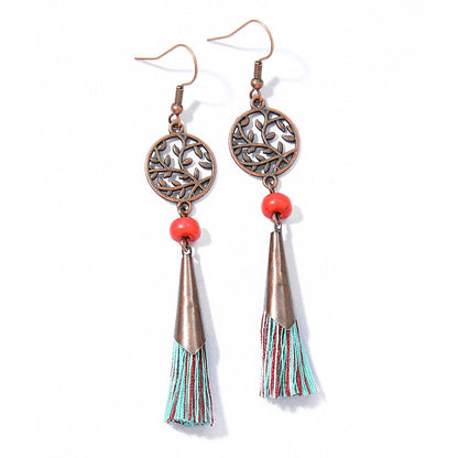 Bohemian Style Gemstone Tassel Earrings for Women