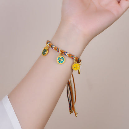 New Tibetan Five-Way God Of Wealth Hand Rope Handwoven Bracelet Rope Thangka God Of Wealth Green Tara Zakiram Bracelet