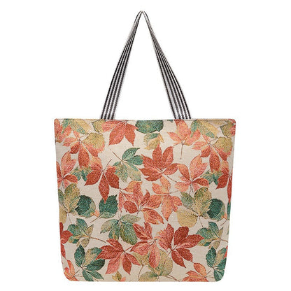 Large Capacity Tote Bag with Golden Embroidery Creative Pattern
